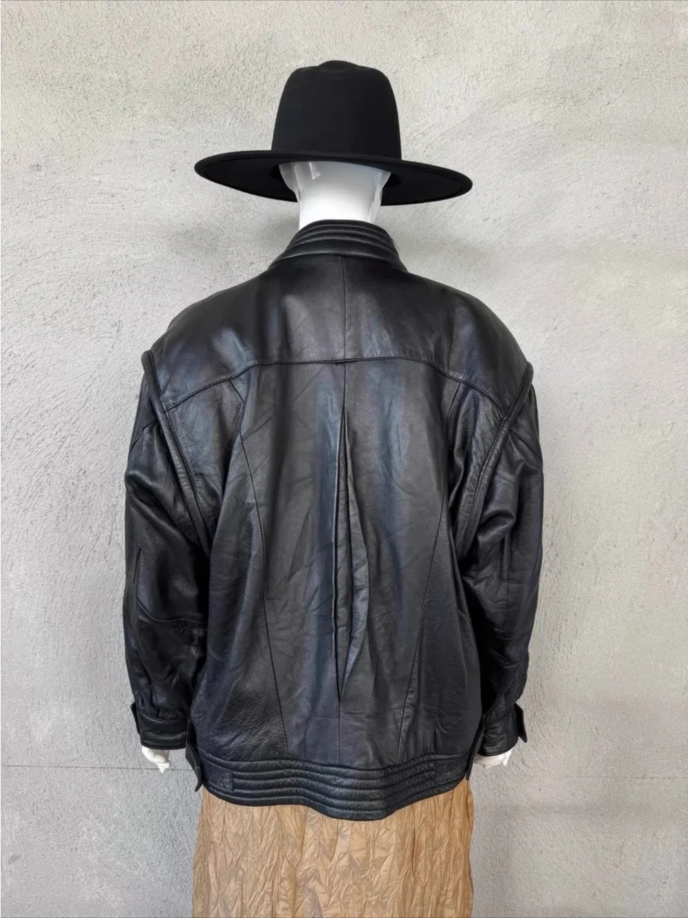 Black Leather Zip-Front Jacket - Women